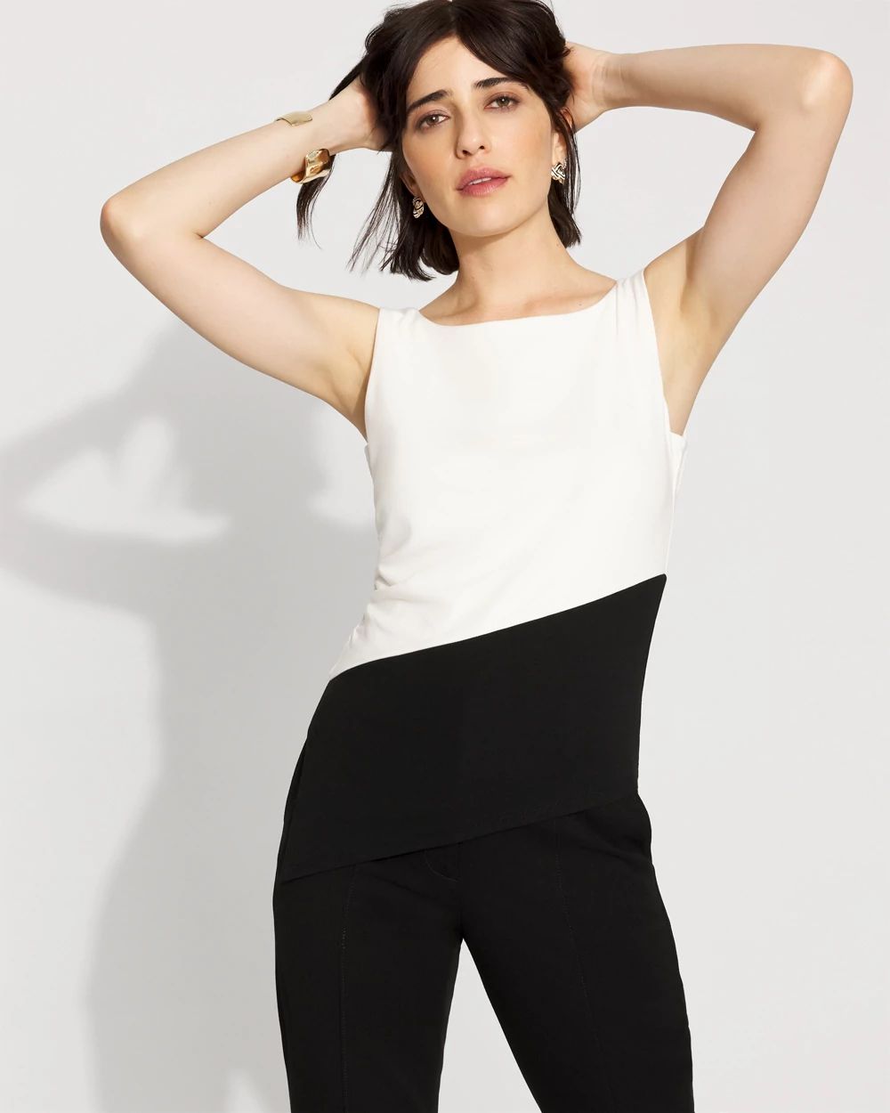 Colorblocked Asymmetric Hem Sweater | White House Black Market